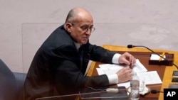 Poland's Foreign Minister Zbigniew Rau, current chair of the Organization for Security and Cooperation in Europe, addresses the U.N. Security Council, March 14, 2022.