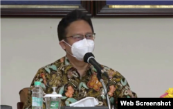 Menteri Kesehatan RI, Budi Gunadi Sadikin di UGM, 17 Maret 2022. (VOA)