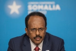 FILE - Somali President Mohamed Abdullahi Farmajo attends the London Somalia Conference at Lancaster House, May 11, 2017.