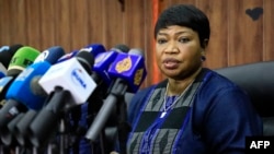 FILE - Fatou Bensouda, then the International Criminal Court chief prosecutor, speaks at the Ministry of Justice in the Sudanese capital of Khartoum, June 2, 2021.