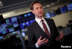 FILE - Andrew Adams, of the U.S. Department of Justice's KleptoCapture task force, speaks in New York City, April 1, 2022.