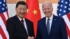 Presiden China Xi Jinping (kiri) dan Presiden AS Joe Biden berjabat tangan saat mereka bertemu di sela-sela KTT G-20 di Nusa Dua di Bali, hari Senin 14 November 2022.