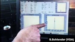 A read-out of methane plumes is displayed on the computer in a specially-equipped SUV.