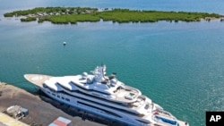 FILE - The superyacht Amadea docked in Lautoka, Fiji, on April 15, 2022.