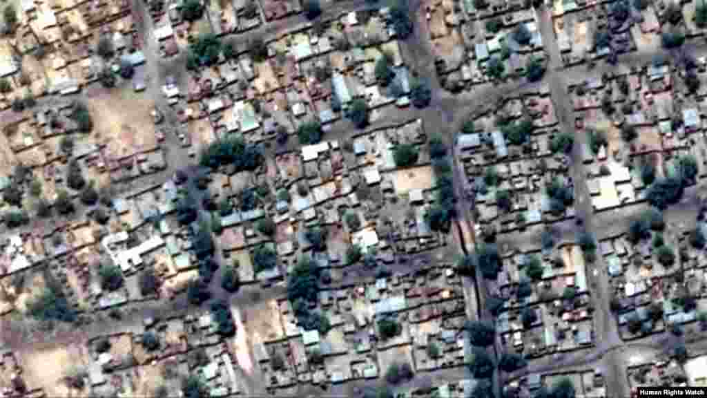 Pre-violence view of concentration of building damages in Baga (area 2) as of April 6, 2013.