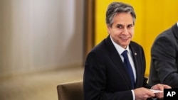 U.S. Secretary of State Antony Blinken looks on before a meeting with Japan's Foreign Minister Yoshimasa Hayashi in Tokyo, May 23, 2022. 