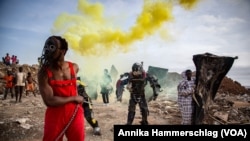 A performance takes place along the coastal walkway on May 21, 2022, as part of the Dakar Biennale.