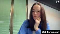 Kyiv Independent chief editor Olga Rudenko is seen in this undated image. (VOA screenshot)
