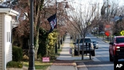 The owners of this home in Lovettsville, Virginia said their pro-Trump signs had been stolen several times in the past, Dec. 16, 2021.