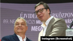 Mađarski premijer Viktor Orban i predsednik Srbije Aleksandar Vučić u Novom Sadu (screenshot, Instagram)