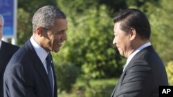 U.S. President Barack Obama, left, and China's President Xi Jinping, right, shake hands before their bilateral meeting at the G20 Summit, Sept. 6, 2013 in St. Petersburg, Russia.