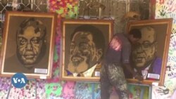 RDC : des portraits de politiciens en déchets plastiques