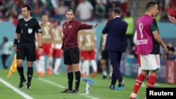 Stephanie Frappart had the role of fourth official for the Mexico-Poland World Cup match on Nov. 22, 2022, at Stadium 974 in Doha, Qatar. In the Germany-Costa Rica match on Dec. 1, she will make history as the first woman to lead an officiating team. 