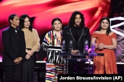 "Reservation Dogs" stars accept the award for best ensemble cast in a new scripted series at Film Independent Spirit Awards, March 6, 2022.