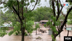 Varias viviendas anegadas en Teustepe, un municipio del departamento de Boaco, ubicado a 72 kilómetros de Managua, capital de Nicaragua. Foto: Voz de América