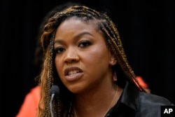 FILE - Cherelle Griner, wife of WNBA star Brittney Griner, speaks during a news conference in Chicago, July 8, 2022.