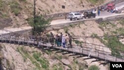 Teetwal bridge on Kishan Ganga River near the Line of Control between India and Pakistan, in Teetwal in north Kashmir's Kupwara district. (Syed Ishfaq)