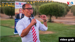 លោក​ Mony Nop បេក្ខជន​ខ្មែរ​អាមេរិកាំង​សម្រាប់​តំណែង​ជា​ចៅហ្វាយ​ក្រុង​ Livermore​ រដ្ឋ​ California ថ្លែង​ក្នុង​អំឡុងយុទ្ធនាការ​ឃោសនា​បោះឆ្នោត​មួយ​។ (Mony Nop Campaign)