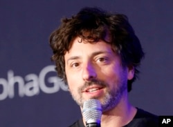 Google co-founder Sergey Brin speaks during a press conference in Seoul, South Korea, March 12, 2016. Brin joined the demonstrators over the weekend at San Francisco International Airport protesting President Trump's travel restrictions.