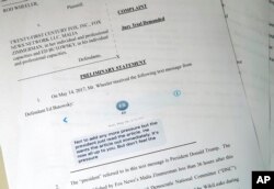 Rod Wheeler's lawsuit against Fox News is photographed in Washington, Aug. 1, 2017.