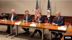 Konferencija za medije američke Kongresne delegacije posle razgovora sa predsednikom Srbije Aleksandrom Vučićem u Beogradu (Foto: VOA)