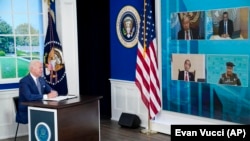 President Joe Biden speaks during a virtual COVID-19 summit, Wednesday, Sept. 22, 2021, in Washington. (AP Photo/Evan Vucci)