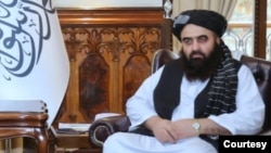 FILE - Taliban Foreign Minister Amir Khan Muttaqi is pictured in his office in Kabul, April 16, 2022. (Courtesy Muttaqi's office)