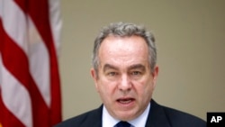 FILE - Then-U.S. Assistant Secretary of State for East Asian and Pacific Affairs Kurt Campbell speaks at the U.S. Embassy in Kuala Lumpur, Malaysia, Dec. 13, 2012.