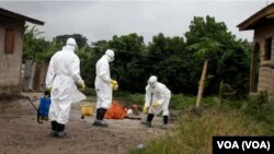 Des travailleurs de la santé luttant contre le virus à Ebola en Afrique de l'Ouest