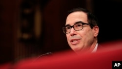 Treasury Secretary Steven Mnuchin testifies on Capitol Hill in Washington, July 26, 2017, before the Senate Appropriations subcommittee on the fiscal 2018 federal budget. 