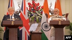 英国首相约翰逊4月22日访问印度会晤印度总理莫迪。