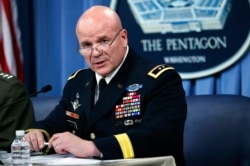 Army Maj. Gen. Roger L. Cloutier, chief of staff, U.S. Africa Command, briefs members of the media at the Pentagon, May 10, 2018.