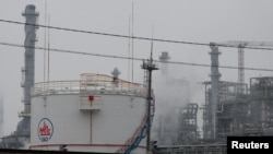 The Mozyr oil refinery is seen near the town of Mozyr, Belarus, Jan. 4, 2020.