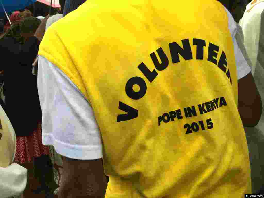Volunteers in Kenya help usher priests, bishops and cardinals to a Mass performed by Pope Francis at the University of Nairobi, in Kenya, Nov. 26, 2015.