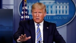 President Donald Trump speaks about the coronavirus in the James Brady Briefing Room, March 23, 2020, in Washington.