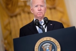 President Joe Biden speaks about the Taliban's takeover of Afghanistan from the East Room of the White House Aug. 16, 2021, in Washington.