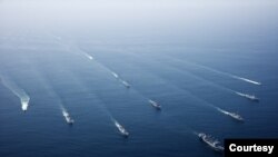 FILE - Ships are seen during previous AMAN drills organized by Pakistan's Navy. Islamabad is hosting another international naval exercise this month in the North Arabian Sea. (Courtesy - Pakistan Navy)