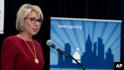 Education Secretary Betsy DeVos speaks at the Council of the Great City Schools Annual Legislative/Policy Conference in Washington, March 13, 2017. 