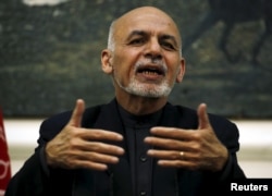 FILE - Afghanistan's President Ashraf Ghani speaks during a news conference in Kabul, Afghanistan, Dec. 31, 2015.