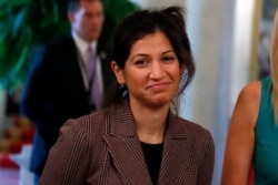 FILE - Katie Miller, press secretary for Vice President Mike Pence, April 29, 2020. Miller has tested positive for COVID-19.