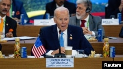 U.S. President Joe Biden delivers remarks at the G20 Summit at the Museum of Modern Art in Rio de Janeiro, Brazil, Nov. 18, 2024. 