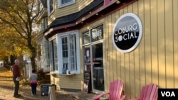 A cafe take-out window of Coburg Social is seen in Halifax, Canada. (Jay Heisler/VOA)