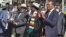 Presidents Masisi and Mnangagwa at the Harare Agricultural Show
