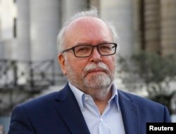 FILE - Wallerand de Saint-Just, French far-right National Front party treasurer and lead candidate for the regional elections in the Ile-de-France region, in Paris, France, Oct. 7, 2015.