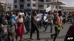 Manifestation contre la Force régionale de la Communauté d'Afrique de l'Est à Goma, en RDC, le 18 janvier 2023. 