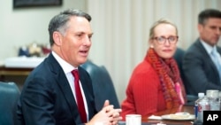 Australian Deputy Prime Minister and Minister of Defense Richard Marles meets with Secretary of Defense Lloyd Austin at the Pentagon on Feb. 3, 2023, in Washington. 
