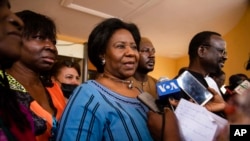 Mariam Sankara, wife of Thomas Sankara, who was assassinated in 1987 in Ouagadougou, Burkina Faso, leaves the military court after the verdict of the trial of his assassination April 6, 2022.