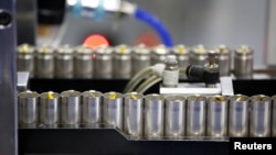 In this file photo, batteries for electric vehicles are manufactured at a factory in Dongguan, China, on September 20, 2017. (REUTERS/Bobby Yip)