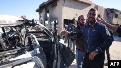 موتر حامل امدادرسانان که روز شنبه در شهر خان یونس غزه هدف حملات هوایی اسراییل قرار گرفت