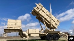 FILE - A Patriot missile mobile launcher is displayed outside the Fort Sill Army Post near Lawton, Okla., on March 21, 2023. 